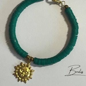 Bracelet soleil doré vert 1