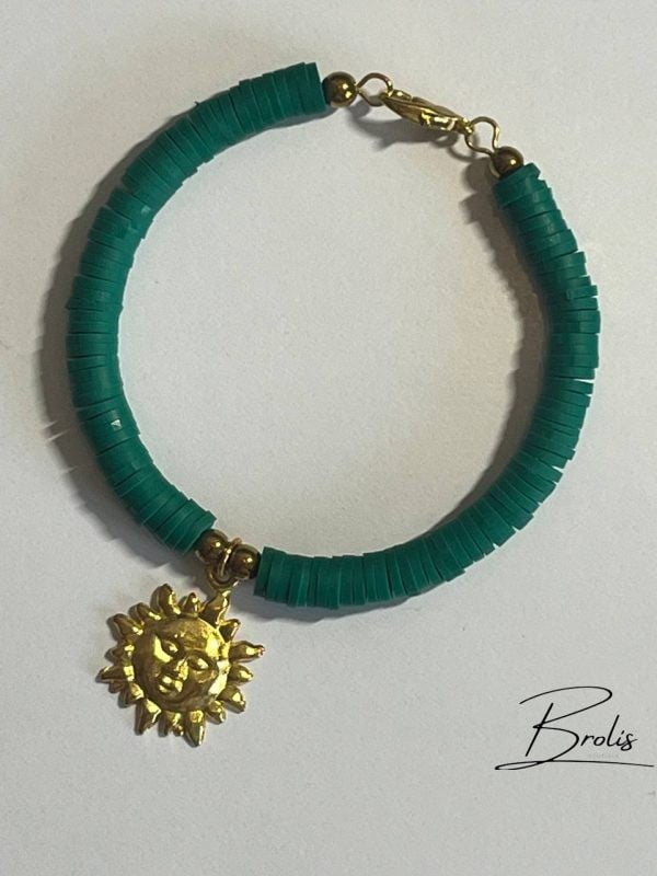Bracelet soleil doré vert 1